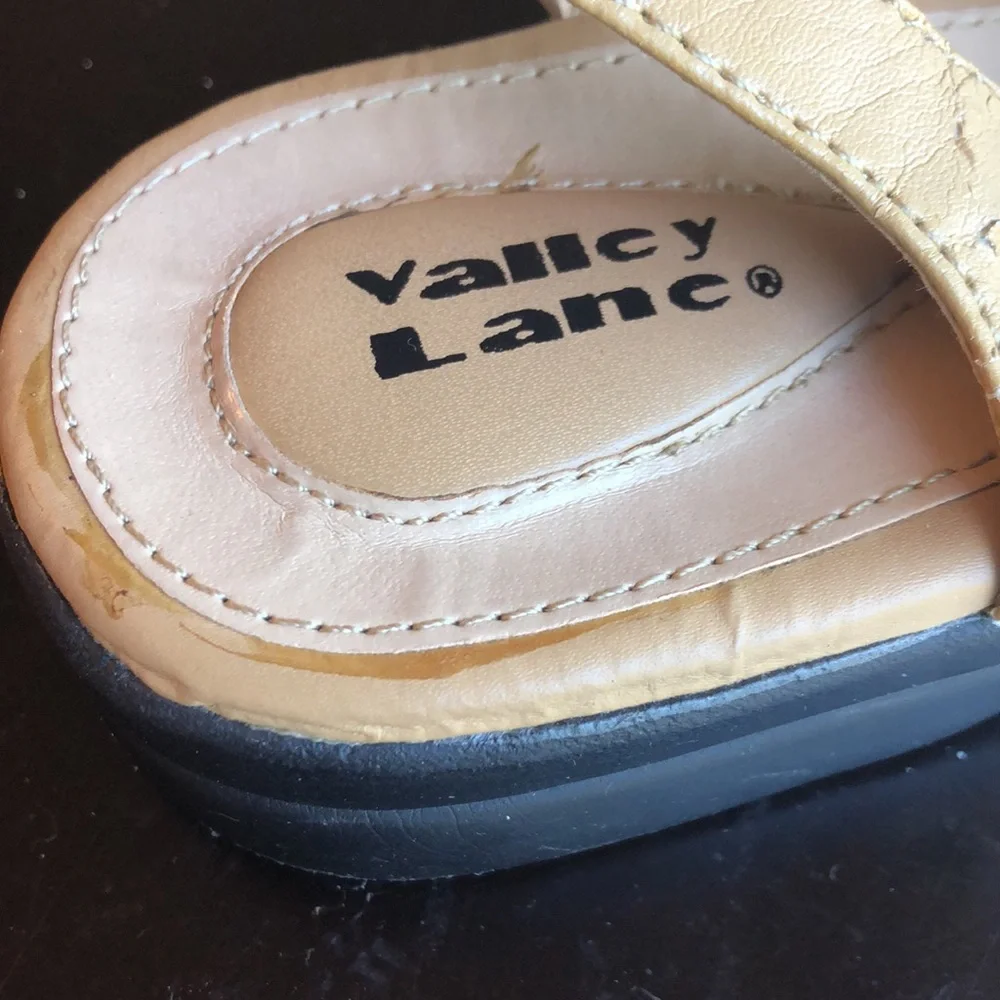 Valley Lane tan flat heeled sandals size 8